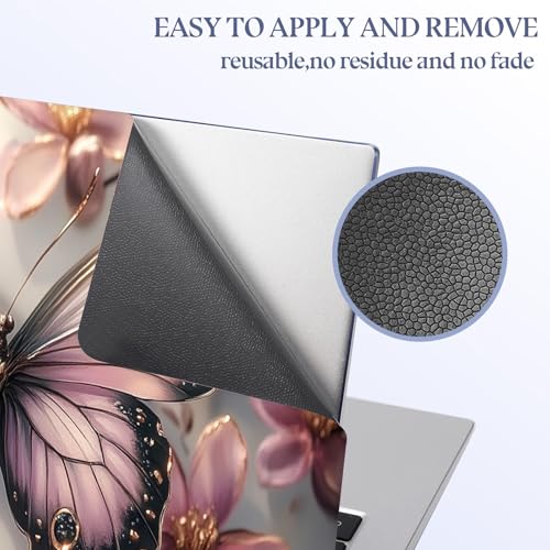 Universal Laptop Skin Sticker Decal,15.6 Inch Laptop Vinyl Cover for 13" 14" 15.6" Laptop,Scratch-Resistant Waterproof Protector Wrap,Reusable with Wrist Pads,Lilac Gilded Butterfly - color: Lilac Gilded Butterfly