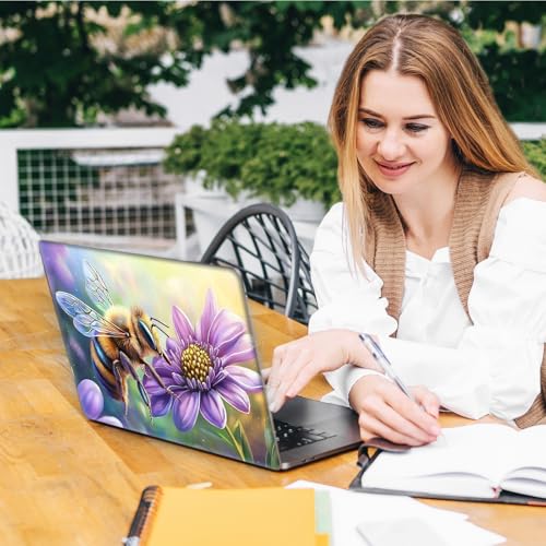 Laptop Skin Sticker Decal, Universal Reusable Vinyl Laptop Cover for 12" 13" 13.3" 14" 15" 15.4" 15.6" Notebook PC, Waterproof Scratch-Resistant with 2 Wrist Pads, Easy to Apply & Remove,Bee Flower - color: Bee Flower
