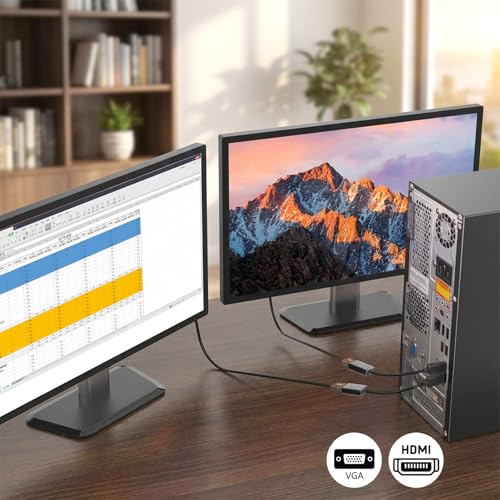USB to VGA Adapter for Monitor, VGA to USB 3.0/2.0 Converter | 1080P Multi-Display Video Cable for Laptop, Desktop, HDTV, Monitor, Projector, Suitable for WIN7, WIN8, Vista
