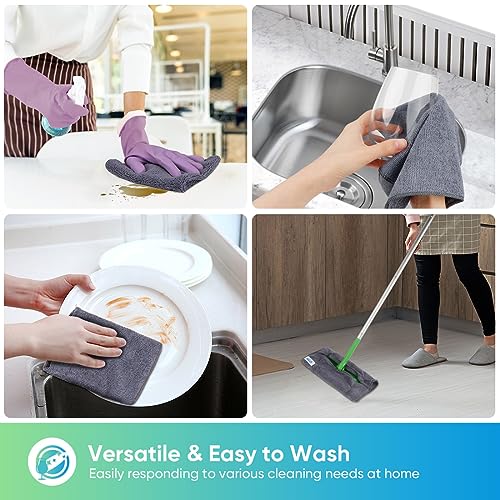 HOMEXCEL Grey Microfiber Cleaning Cloth, 12 Pack Premium Microfiber Towels for Cars, Lint Free, Scratch-Free, Highly Absorbent, Reusable Cleaning Rags for Car, Household, Kitchen, Window, 11.5"X11.5" - color: Grey