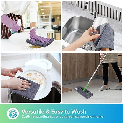 HOMEXCEL Grey Microfiber Cleaning Cloth, 12 Pack Premium Microfiber Towels for Cars, Lint Free, Scratch-Free, Highly Absorbent, Reusable Cleaning Rags for Car, Household, Kitchen, Window, 11.5"X11.5" - color: Grey