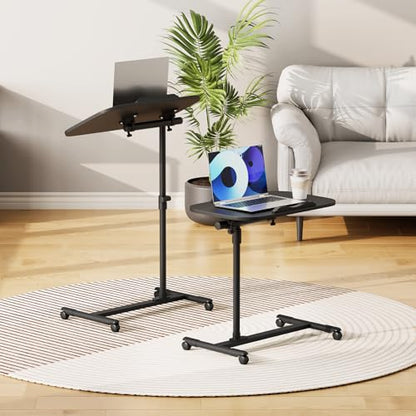 Athena Collection Adjustable Standing Desk Overbed Table with Wheels, Black | Height Adjustability(24"-36"), Smooth-rolling Casters, Rolling Lab Cart with Large Tabletop for Office, Hospital, Clinic - color: Black, size: without Mouse Pad