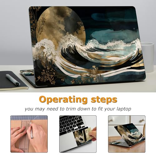 Universal Laptop Skin Sticker with 2 Wrist Pad Decals, 3-Piece Removable Vinyl Laptop Cover, Deep Tea Color Waterproof Anti-Scratch, Easy-Trim Fit for 13.3" 14" 15.6" Laptops - color: Deep Tea Color