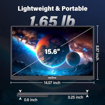 InnoView 15.6 inch Portable Monitor 4K UHD 3840x2160 | 100% sRGB HDR | External Monitor with 2 USB-C & HDMI Ports | Travel Second Monitor for Laptop Mac PC Xbox PS5 Switch (Includes Adapter) - size: 15.6-in