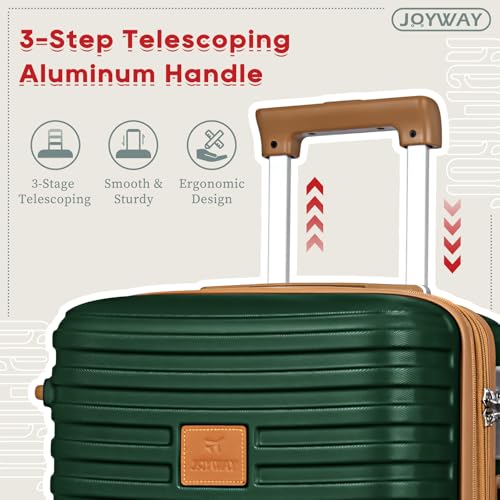 Joyway Expandable Carry on Luggage Sets Airline Approved, Lightweight Hard Shell 20 Inch Carry-on Suitcase with Spinner Wheels, Green Brown - color: Green, size: 4 piece sets (13/20)