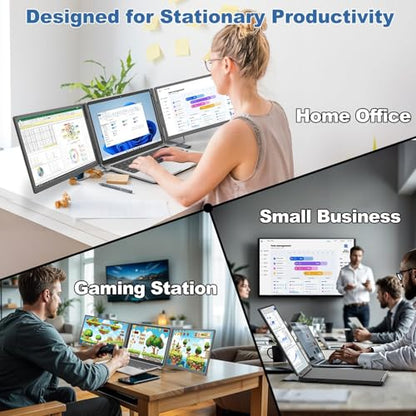 Teamgee 15.6" Laptop Screen Extender with Power Bank, FHD 1080P Triple Monitor, Driver-Free Plug & Play for 13-17" Laptops (HDMI/USB), Home Office/Small Business, Windows/Mac/Android - size: Triple 15.6" with Battery