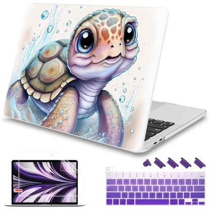 Mektron Case for MacBook Pro 16 Inch A2141 Cover 2019 Release 16" with Liquid Retina Display/Touch ID, Plastic Hard Shell with Keyboard Skin & Screen Protector & Dust Plug, Cute Turtle - color: Cute Turtle