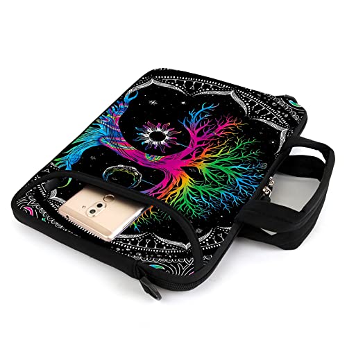 AMARY 13" 13.3" laptop sleeve chromebook case adjustable shoulder strap with handle accessory pocket (Colorful Tree) - color: Colorful Tree