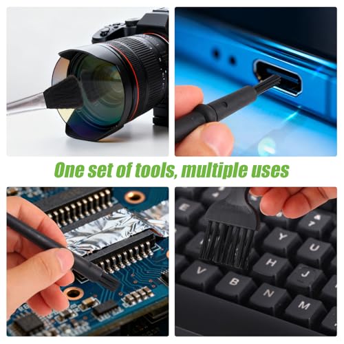 6pcs Keyboard Cleaning Kit, Stainless Steel Keycap Puller & Anti Static Dust Brush Portable Keyboard Cleaning Brushes for Computer Keyboards Camera Motherboard Desk Office Equipment