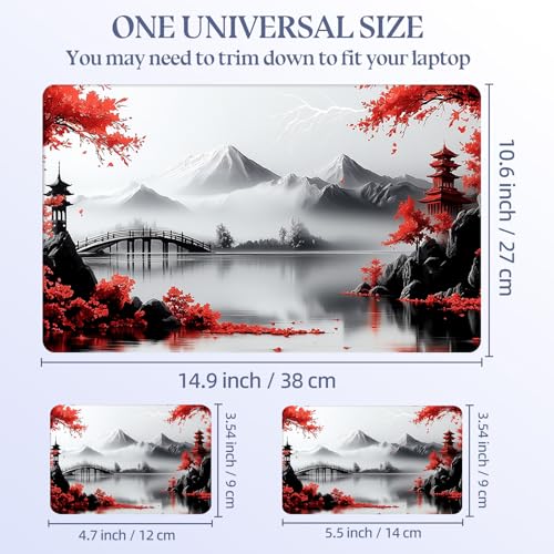 Universal Laptop Skin Sticker Decal,15.6 Inch Laptop Vinyl Cover for 13" 14" 15.6" Laptop,Scratch-Resistant Waterproof Protector Wrap,Reusable with Wrist Pads,Red Tree Landscape - color: Red Tree Landscape
