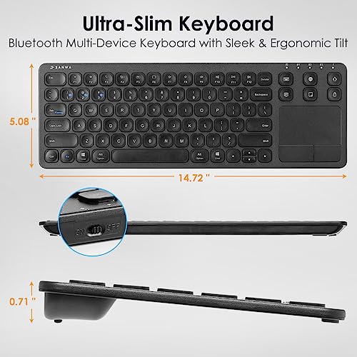 SANWA Multi Device Bluetooth Keyboard with Touchpad, Rechargeable Keypad with Trackpad for Laptop Desktop Computer PC iPad/iPhone Tablet, Compatible with MacBook, Windows, Android, iOS, Black - style: Black