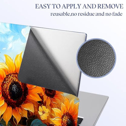 Universal Laptop Skin Sticker Decal,15.6 Inch Laptop Vinyl Cover for 13" 14" 15.6" Laptop,Scratch-Resistant Waterproof Protector Wrap,Reusable with Wrist Pads,Sunflower Butterfly Field - color: Sunflower Butterfly Field