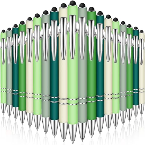 Zonon 38 Pieces Rubberized Ballpoint Pen with Stylus Tip Stylish Metal Pen Capacitive Styli with Soft Rubberized Grip, Black Ink for Most Devices(Charming Colors) - color: Charming Colors