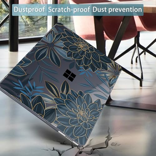Mektron Case for 13.8" Microsoft Surface Laptop 8/7 (2026/2024) Surface Laptop 13.8 Inch Cover Fits Model 2036, Keyboard Cover +Screen Protector +Dust Plugs, Dahlia Flower C035 - color: Dahlia Flower C035