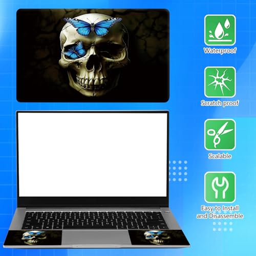 Universal Laptop Skin Sticker Decal for 11.6”12" 13" 13.3" 14" 15" 15.4" 15.6" Reusable Waterproof Scratch-Scratch Resistant Protective Vinyl Laptop Notebook Skin Stickers - Blus Butterflies Skull - color: Blus Butterflies Skull