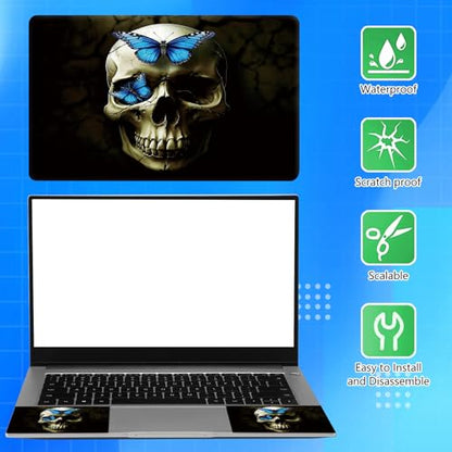 Universal Laptop Skin Sticker Decal for 11.6”12" 13" 13.3" 14" 15" 15.4" 15.6" Reusable Waterproof Scratch-Scratch Resistant Protective Vinyl Laptop Notebook Skin Stickers - Blus Butterflies Skull - color: Blus Butterflies Skull