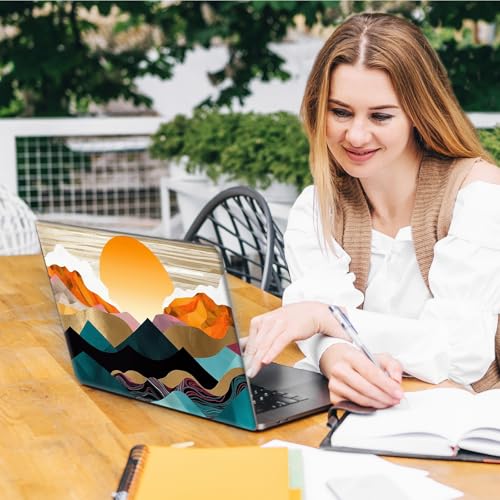 Laptop Skin Sticker Decal, Universal Reusable Vinyl Laptop Cover for 12" 13" 14" 15" 15.4" 15.6" Notebook PC, Reusable Waterproof Scratch-Resistant with 2 Wrist Pads,Art Mountain Abstract Watercolor - color: Art Mountain Abstract Watercolor