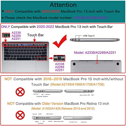 Teryeefi for MacBook Pro 13 inch Case 2024,2022-2016 Release Model M2 M1 A2338 A2289 A2251 A2159 A1989 A1706 with Touch Bar, Design Hard Shell Cover with Keyboard Cover Scren Protector, Bows-A - color: Bows-A