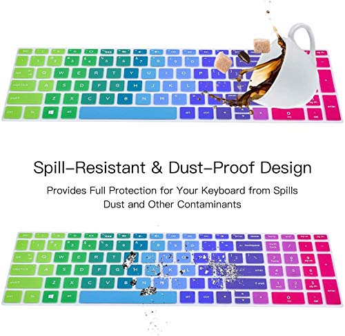 Keyboard Cover for HP Laptop 15-db/da 15-dw 15-dy 15-ef 15-bs/bw 15t 15z 15.6" 15-dy5033dx 15-dy5073dx dy2073dx dy2702dx 15-dy2792wm 15-dw0083wm 15-ef1023dx ef2126wm ef2099nr, 17-by/bs/bw Skin,Rainbow - color: Rainbow