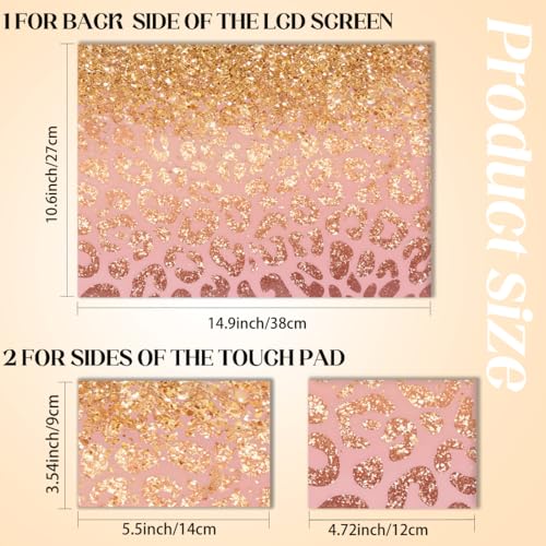SUPERDANT 3Pcs Gold Leopard Print Laptop Skin 14.9x10.6in Trimmable Removable PVC Decal Wrap Sticker Cover for 12 13 14 15 15.6 Inch Notebook Personalized Art Protector Colorful - style: Gold Leopard Print