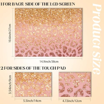 SUPERDANT 3Pcs Gold Leopard Print Laptop Skin 14.9x10.6in Trimmable Removable PVC Decal Wrap Sticker Cover for 12 13 14 15 15.6 Inch Notebook Personalized Art Protector Colorful - style: Gold Leopard Print