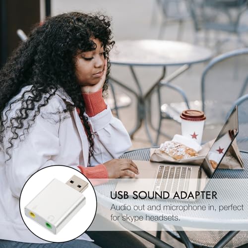 BESPORTBLE Channel External USB Sound Card with Microphone and Headphone Jack Aluminum Alloy USB Audio Adapter for Laptop Plug and Play No Driver Needed Dynamic Surround Sound