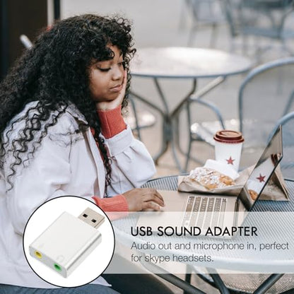 BESPORTBLE Channel External USB Sound Card with Microphone and Headphone Jack Aluminum Alloy USB Audio Adapter for Laptop Plug and Play No Driver Needed Dynamic Surround Sound