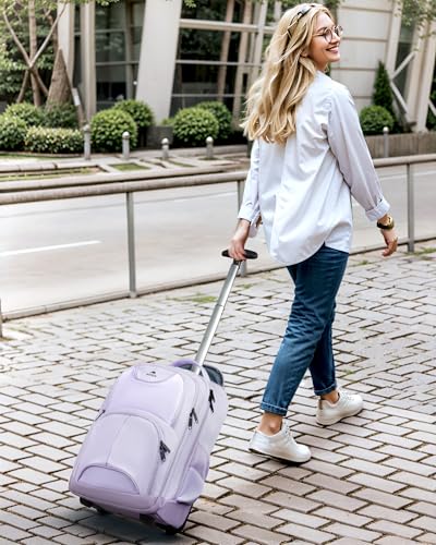 MATEIN Rolling Backpack for Women, 17 Inch Laptop Backpacks with Wheels | Backpack with Wheels, 17 inch Laptop Backpack, 36 L Main Compartment, Breathable Adjustable Straps, Rolling Travel Bag - color: Purple, size: 17-inch