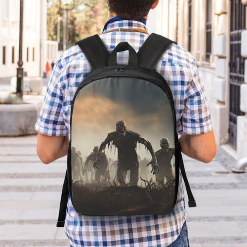 Backpack Many Zombie Travel Casual Laptop Backpack 17 inch Waterproof Hiking Daypack for Men Women, Black, One Size