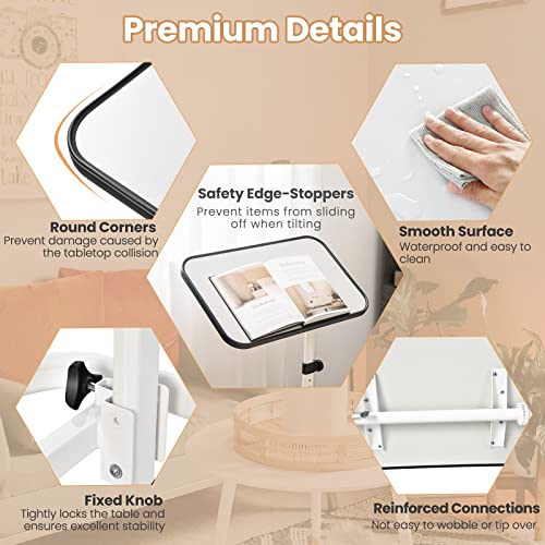 Overbed Table Overbed Table Wheels Adjustable C-Shaped Overbed Table with Wheels - Rolling Laptop Desk for Home & - Space-Saving Bedside Coffee Table On Sofa - 9-Position Height & Tilting Top