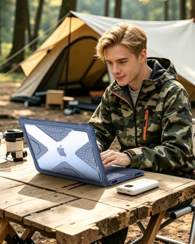Fintie Rugged Case for MacBook Neo 13 Inch A3404 2026, Indigo | Heavy Duty, Fingerprint Resistant, Shock-Absorbing, TPU Bumper, Hard Shell, Snap-On Cover, Work Travel Study Daily Use - color: Indigo