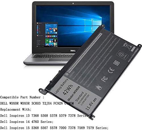 Fancy Buying 42Wh WDX0R Laptop Battery for dell Inspiron 15 5565 5567 5568 5578 7560 7570 7579 7569, 13 5368 5378 5379 7368 7378, 17 5000 5765 5767 5770, 14 7460 Fits 3CRH3 T2JX4 FC92N CYMGM - size: 11.13*2.15*0.77inch