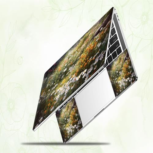 Laptop Skin Sticker Decal, Universal Reusable Vinyl Laptop Cover for 12" 13" 13.3" 14" 15" 15.4" 15.6" Notebook PC, Reusable Waterproof Scratch-Resistant with 2 Wrist Pads,Art Wildflower - color: Art Wildflower