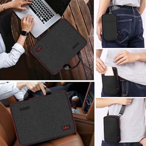 Laptop Case 15.6 Inch Briefcase Military-Grade Protection with Detachable Belt Bag, Compatible All Model of 15-16 Inch MacBook Pro and Most Popular 15.6 Inch Notebooks Chromebooks (Black Red) - color: Black Red