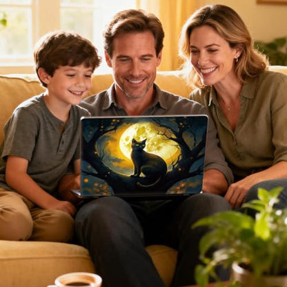 Universal Laptop Skin Sticker Decal for 11.6”12" 13" 13.3" 14" 15" 15.4" 15.6" Reusable Waterproof Scratch-Scratch Resistant Protective Vinyl Laptop Notebook Skin Stickers - Cat and Moon - color: Cat and Moon