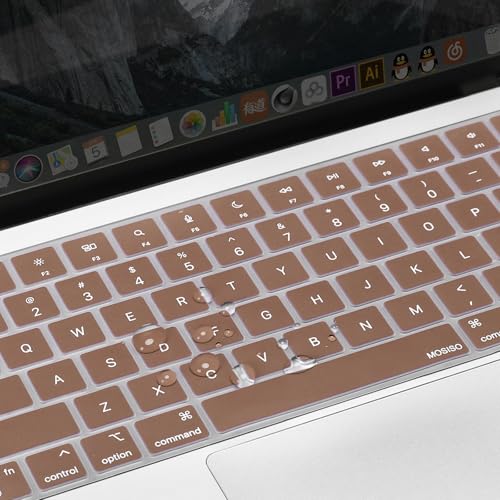 MOSISO Keyboard Cover Skin Compatible with MacBook Air 15 inch M3 M2 | A3114 A2941/Air 13.6 A3113 A2681/Pro 14/16 M4 M3 M2 M1, Caramel Brown - color: Caramel Brown