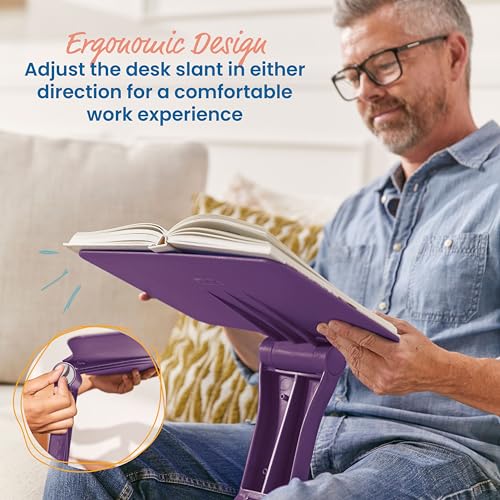 ECR4Kids The Surf Folding Portable Activity Lap Desk, Adjustable, Flexible Seating, Eggplant - color: Eggplant