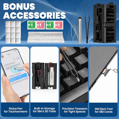 Upgrade Phone Cleaning Kit (57PCS), iPhone Cleaning Kit, Cleaning Kit for AirPods, Keyboard Cleaning Kit, Charging Port Cleaner for Apple Lightning/Android USB-C (Black, with 10 Mini Brush) - color: Black (57PCS)