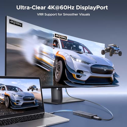 UGREEN Revodok Pro 6 in 1 USB-C Hub to DisplayPort 4K 60Hz, 100W PD | 10Gbps USB-A and USB-C 3.2 for MacBook Neo/Pro/Air, iPad Pro, Thinkpad, Rog Ally and More.
