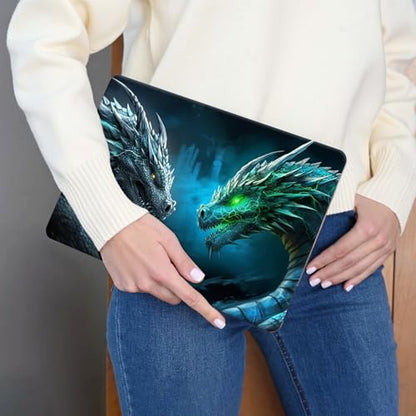 15.6 Inch Laptop Skin Sticker, Reusable Vinyl Cover Protector with 2 Wrist Pad Skins, Removable Waterproof Scratch-Resistant for 12-15.6 Inch Laptop Notebook,Green Dragon - color: Green Dragon