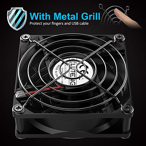 ELUTENG Dual USB Fan 80mm, 3 Speed Adjustable USB Ventilator with 2750RPM | 5V Computer Cooling Fan for Computer/Laptop/Router/TV Cabinet/DVR/Xbox/Game Console Cooling - size: 80mm