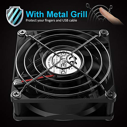 ELUTENG Dual USB Fan 80mm, 3 Speed Adjustable USB Ventilator with 2750RPM | 5V Computer Cooling Fan for Computer/Laptop/Router/TV Cabinet/DVR/Xbox/Game Console Cooling - size: 80mm