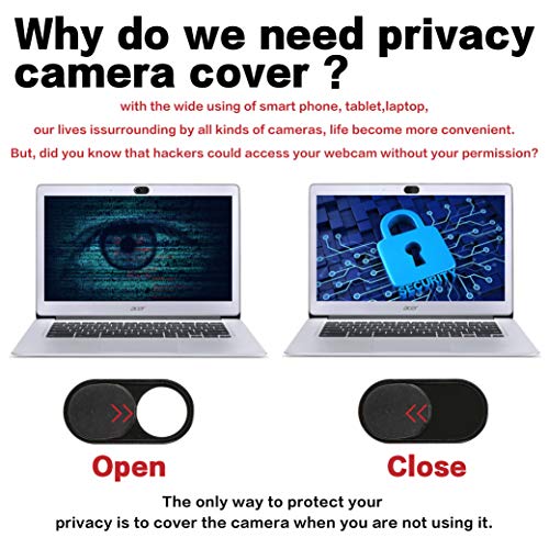 imluckies Laptop Camera Cover Slide, 0.023 inch Ultra-Thin Design, Invisible Design, Camera Cover, Physical Anti-Peeping, for Laptop Computer, MacBook Pro/Air iMac iPad Tablet [2 Pack Black] - color: 2 Pack-Black