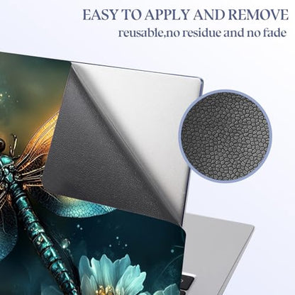 Universal Laptop Skin Sticker Decal,15.6 Inch Laptop Vinyl Cover for 13" 14" 15.6" Laptop,Scratch-Resistant Waterproof Protector Wrap,Reusable with Wrist Pads,Enchanted Dragonfly - color: Enchanted Dragonfly