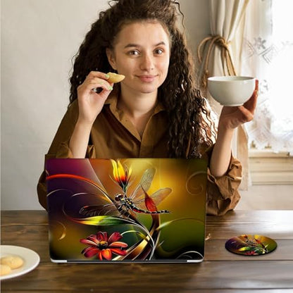 Laptop Skin Sticker Decal 15.6 Inch,12 13 13.3 14 15 15.6 in Laptop Netbook Skins for Notebook,Art Decal Removable Waterproof Scratch Resistant,Universal Vinyl Cover,Art Red Dragonfly - color: Art Red Dragonfly