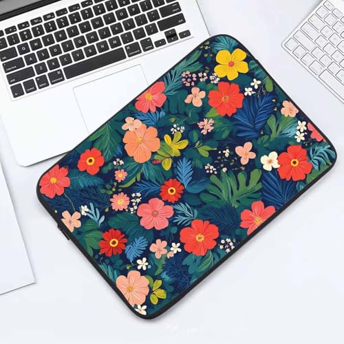 Laptop Sleeve Bag 15.4 15.6 Inch,Floral Bright Colorful Flowers and Leaves Protective Polyester Computer Cases Laptop Cover Briefcase Bag Tablet Travel Cover - color: LPS-003