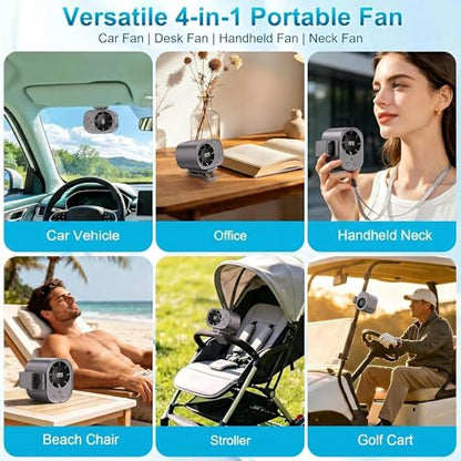 Car Clip On Fan,Portable Cooling Fan for Car with LED Display,360° Rotating Mini Fan,199 Speed Settings,USB Rechargeable 1500mAh Backseat Fan for Cars Without AC, Stroller,Office, Camping - color: Black