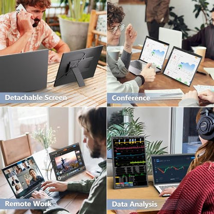Portable Monitor 16" 1200P FHD Laptop Screen Extender, Horizontal Vertical Monitors with Detachable Kickstand, Built-in Speakers, Plug & Play Computer Gaming Travel Monitor for Wins Mac Chrome Phone - style: 16" Monitor-3N