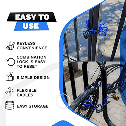 DocksLocks Anti Theft Steel Cable U-Lock, 25ft, Weatherproof, Cut Proof, Easy to Use, Lightweight - size: 25ft
