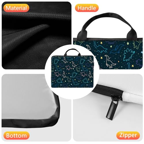 10 inch Laptop Sleeve with Laptop Skin Sticker Set – Slim Protective Case with Smooth Zipper, Lightweight Tablet & Notebook Sleeve for Travel & Daily Carry, Dinosaurs - color: Dinosaurs, size: 10 inch